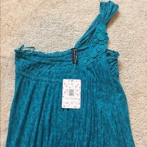 Turquoise Free People one shoulder tank